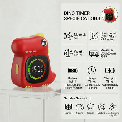 Visual Timer for Kids 99 Minute Digital Potty Training Timer for Homeschool | Dual sound; Dinosaur Look; Long Battery Life