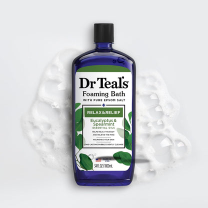 Dr Teal's Foaming Bath with Pure Epsom Salt, Soothe & Sleep with Lavender, 34 fl oz (Pack of 2)