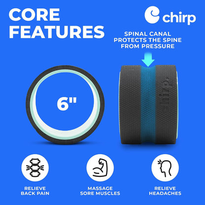 Chirp Wheel Foam Roller - Targeted Back & Neck Pain Relief, Muscle Massage, Trigger Point Therapy, High-Density Foam Tool for Physical Therapy, Stretching & Exercise, 500lbs Capacity, 12-Inch Mint