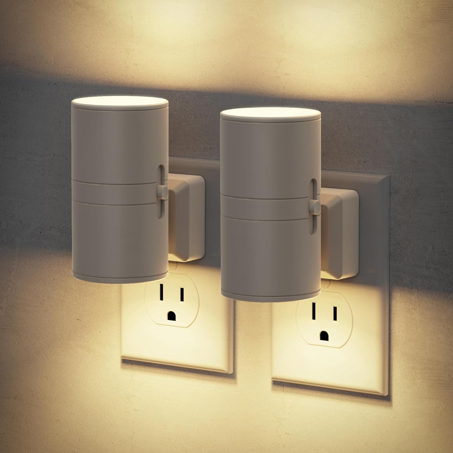 Amber Night Lights Plug into Wall, Dimmable Night Light Plug in, Modern Night Lights Auto On/Off, Amber Night Light 2000K, 0-100LM Adjustable Brightness Nightlight for Hallway Bedroom, 2 Pack
