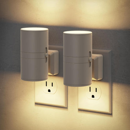 Amber Night Lights Plug into Wall, Dimmable Night Light Plug in, Modern Night Lights Auto On/Off, Amber Night Light 2000K, 0-100LM Adjustable Brightness Nightlight for Hallway Bedroom, 2 Pack