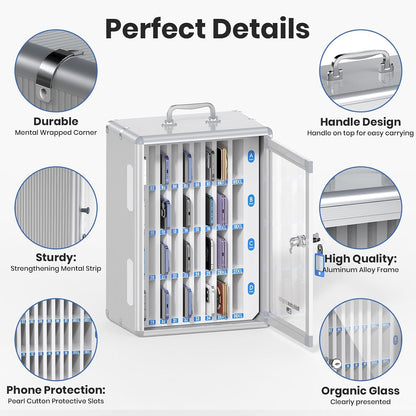 36 Slots Cell Phone Locker for Classroom, Portable Mobile Phone Storage Box with 【2 Different Size Slots】, Phone Lock Box Wall Mounted (Black)
