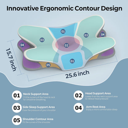 Cervical Neck Pillow - Contour Memory Foam Pillows for Pain Relief