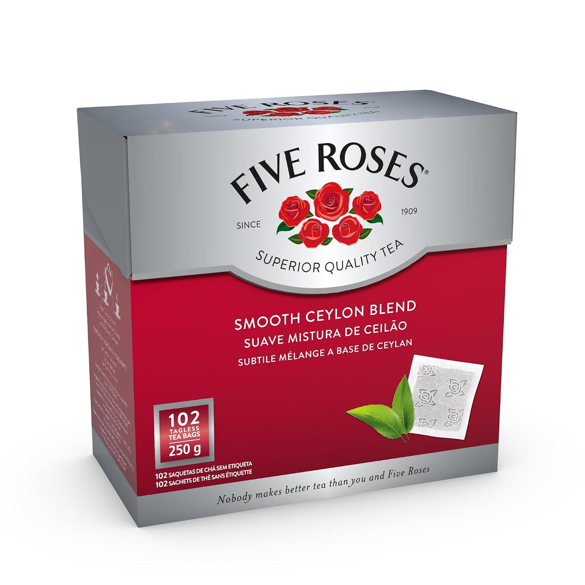 Five Roses Ceylon - 102 Tagless Teabags, (Pack of 1)