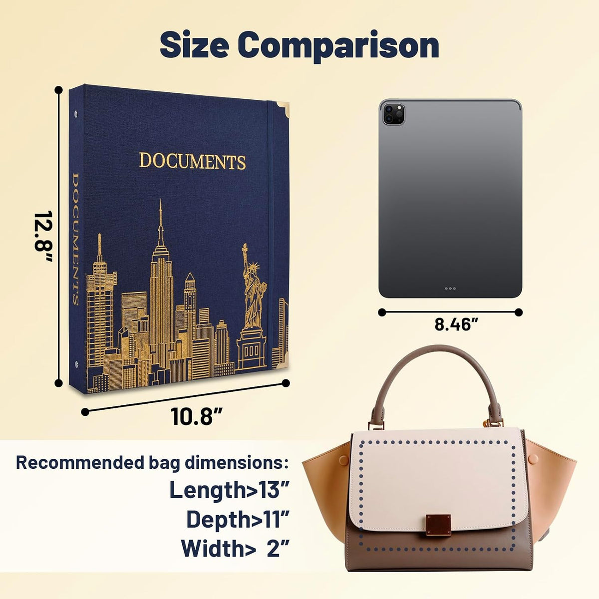 Important Document Organizer Linen Binder with 12 Pockets, Premium File Folders with Labels for Important Papers All Documents in One Place Home College School Office Supplies