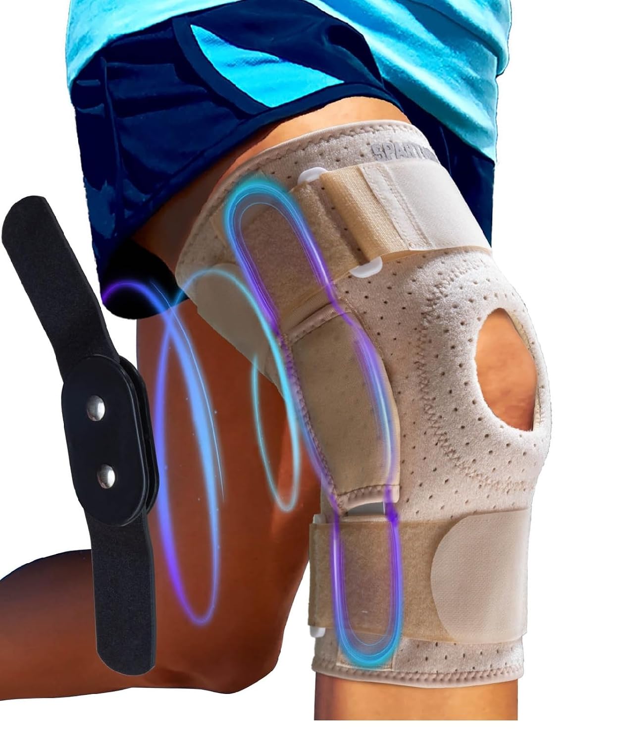 Sparthos Hinged Knee Brace - Relieves ACL, MCL, Meniscus Tear, Arthritis, Tendon Pain - Dual Metal Side Stabilizers - Support for Running, For Men and Women Check Size Chart (Large, 15½-20″ Thigh)