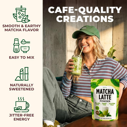 Matcha Latte Powder 0.55 LB (25 Servings) - Pure Dried Superfood, Easy Mix, Sugar Free - Antioxidant Rich for Smoothies, Baking & Drinks - Non-GMO Gluten-Free | Gya Tea Co