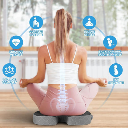 TushGuard Seat Cushion - Memory Foam Sitting Pillow for Office Chair, Car Seat, Airplane, Bleacher - Sciatica & Hip & Coccyx Pain Relief Desk Chair Cushion for Long Sitting Office Workers, Car Drivers
