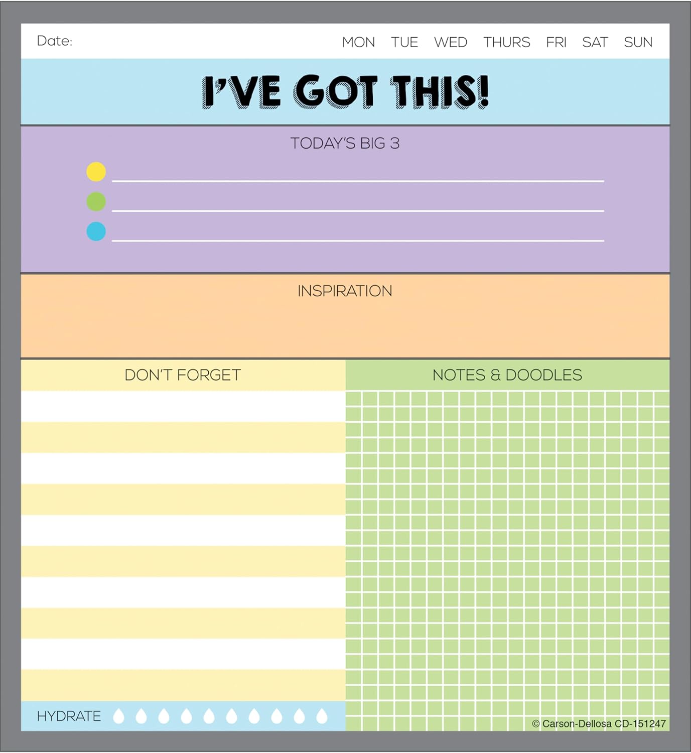 Carson Dellosa Aim High To Do List Notepad―5.75" x 6.25" Paper Stationery, Daily Checklist, Goals, Reminders, Notes, Motivational Organizer (50 sheets)