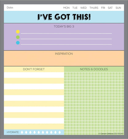 Carson Dellosa Aim High To Do List Notepad―5.75" x 6.25" Paper Stationery, Daily Checklist, Goals, Reminders, Notes, Motivational Organizer (50 sheets)