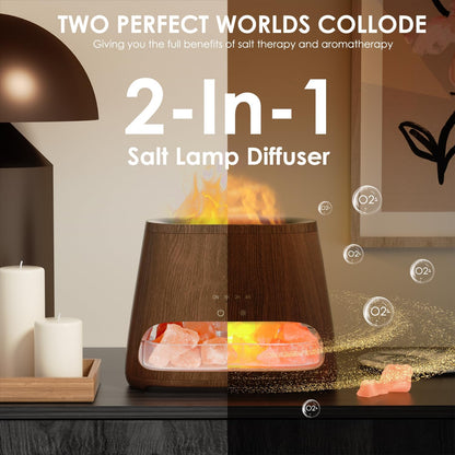 SALKING 2-in-1 Ultrasonic Essential Oil Diffuser & Himalayan Salt Lamp, Aromatherapy Diffuser Cool Mist Humidifier with 3 Brightness, Salt Therapy Lamp, 100% Pure Himalayan Salt Rock, 150ml (Marble)