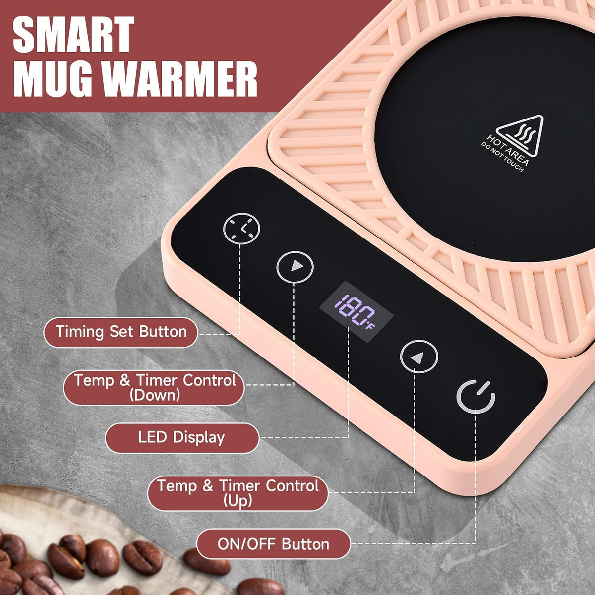 Mug Warmer - Electric Coffee Mug Warmer for Desk with Temperature Display