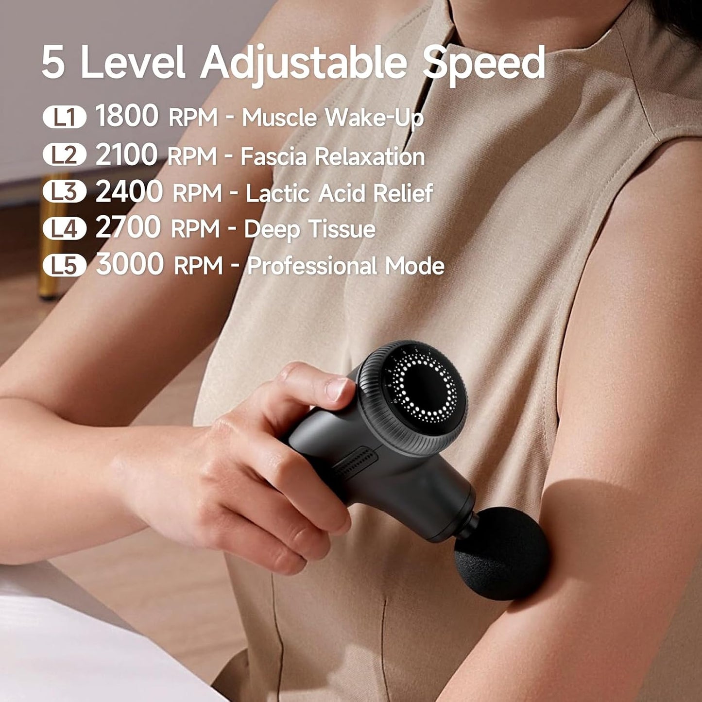 HEYCHY Super Mini Massage Gun Deep Tissue, Handheld Muscle Massager with 4 Heads, Percussion Travel Size Massager Gun FSA Eligible for Men Women Back Relief, Quiet for Home, Gym, Office, HSA, Black