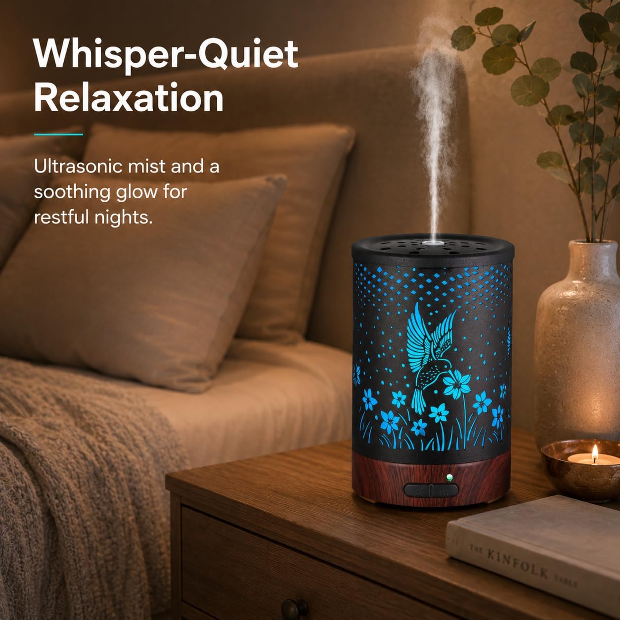 Essential Oil Diffuser, Ultrasonic Diffuser for Essential Oil, Cool Mist Humidifier Aromatherapy Diffuser with 7 Color Lighting Changing Modes, Waterless Auto Shut-Off for Home（Flower Fairy）