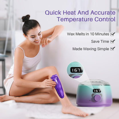 BLITZWAX Brazilian and Bikini Waxing Kit for Women, Hard Wax Warmer for Face, Legs and Body, At Home Hair Removal Kit, Beginner Friendly, Digital Fast Heating, 51 Wax Items