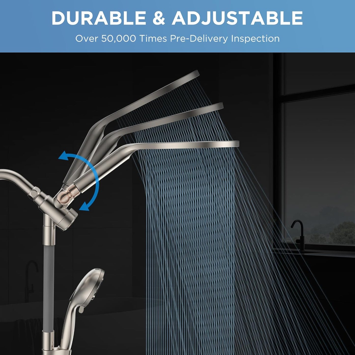 MakeFit Dual Filtered Rain Shower Head Combo, High Pressure Handheld Shower Head with Adjustable Bar - Rainfall Shower Head And Showerhead with Filter for Hard Water - Removes Chlorine