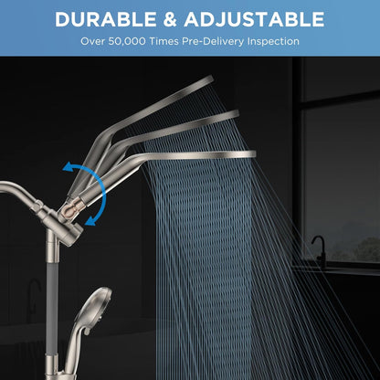 MakeFit Dual Filtered Rain Shower Head Combo, High Pressure Handheld Shower Head with Adjustable Bar - Rainfall Shower Head And Showerhead with Filter for Hard Water - Removes Chlorine
