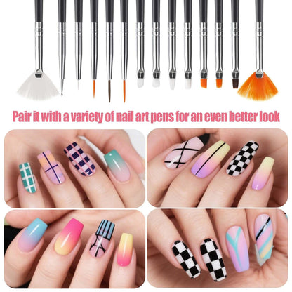 Artdone 31pcs Nail Art Brushes, Nail Art Tool Set, Dotting Tools, Dust Brush,Striping Brushes for Long Lines, Drawing Pen For Gel Polish Design supply