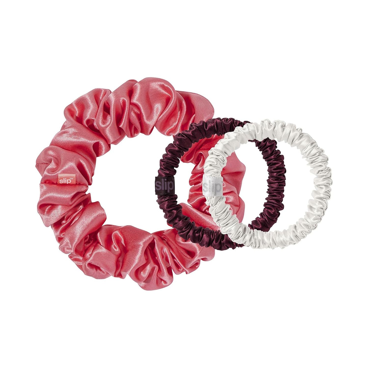slip Back to Basics Black Midi & Large Scrunchie Set | Includes 2 Midi & 1 Large Pure Silk Scrunchies | 100% Mulberry Silk, Anti-Crease, Gentle on Hair, Prevents Breakage | Stylish & Durable