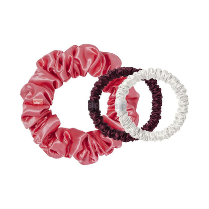 slip Back to Basics Black Midi & Large Scrunchie Set | Includes 2 Midi & 1 Large Pure Silk Scrunchies | 100% Mulberry Silk, Anti-Crease, Gentle on Hair, Prevents Breakage | Stylish & Durable