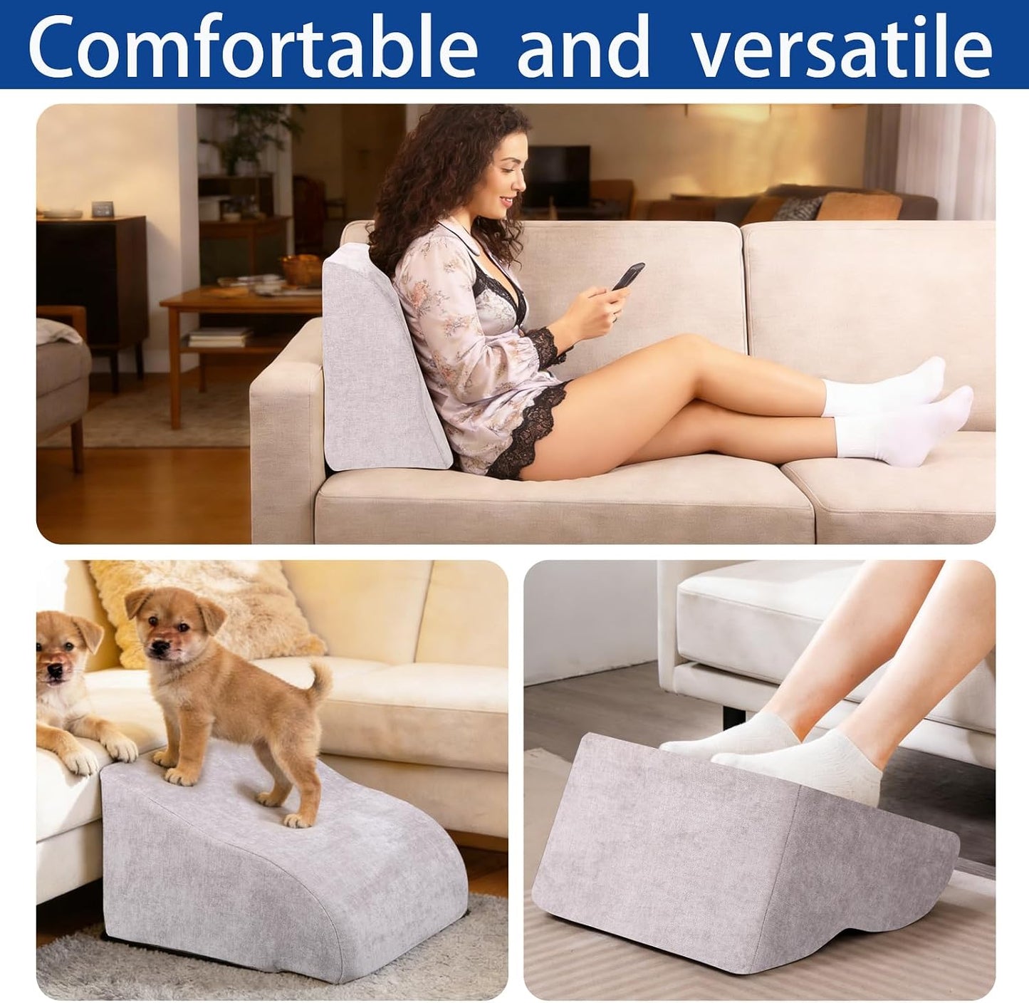 Foot Rest for Under Desk at Work, Ergonomic Under Desk Footrest with Washable Cover for Office, Home & Gaming Leg Elevation Pillow Black