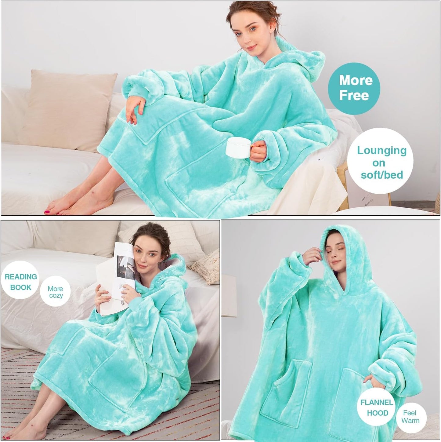 Aemicion Strawberry Blanket Hoodie,Oversized Sherpa Wearable Hooded Blanket,Warm Cozy Sweatshirt Gifts for Women Girls Adult