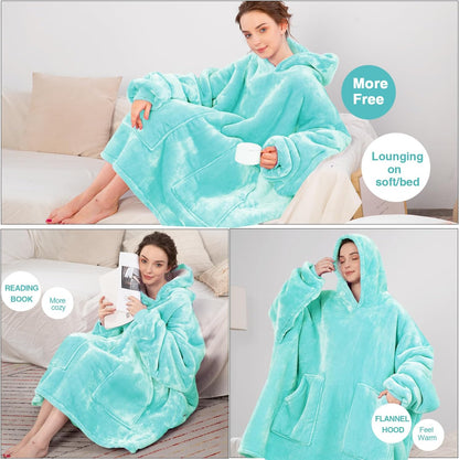 Aemicion Strawberry Blanket Hoodie,Oversized Sherpa Wearable Hooded Blanket,Warm Cozy Sweatshirt Gifts for Women Girls Adult