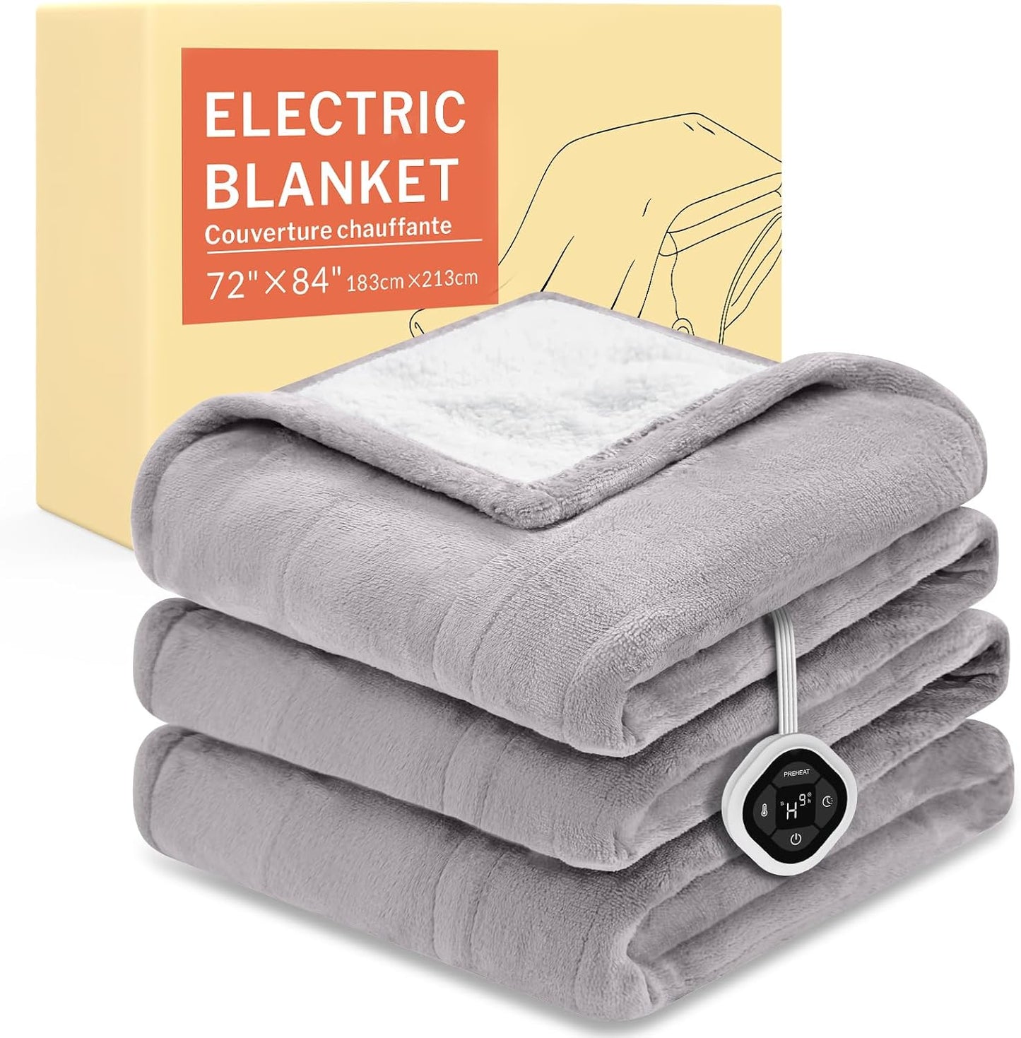 HOMLYNS LuxeHeat Heated Blanket Electric Blanket, Soft Flannel Sherpa Heated Throw, Heating Blanket with 5 Heat Settings, 3 hrs Timer Auto Shut Off (50x60 inches, Purple), Only for 120V Voltage Use