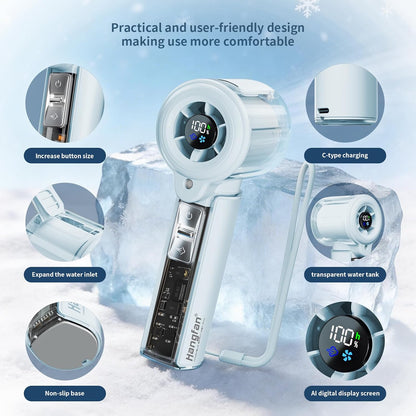 Handheld Misting Fan,20000 RPM,100 Speeds,Nano Mist,LED Display