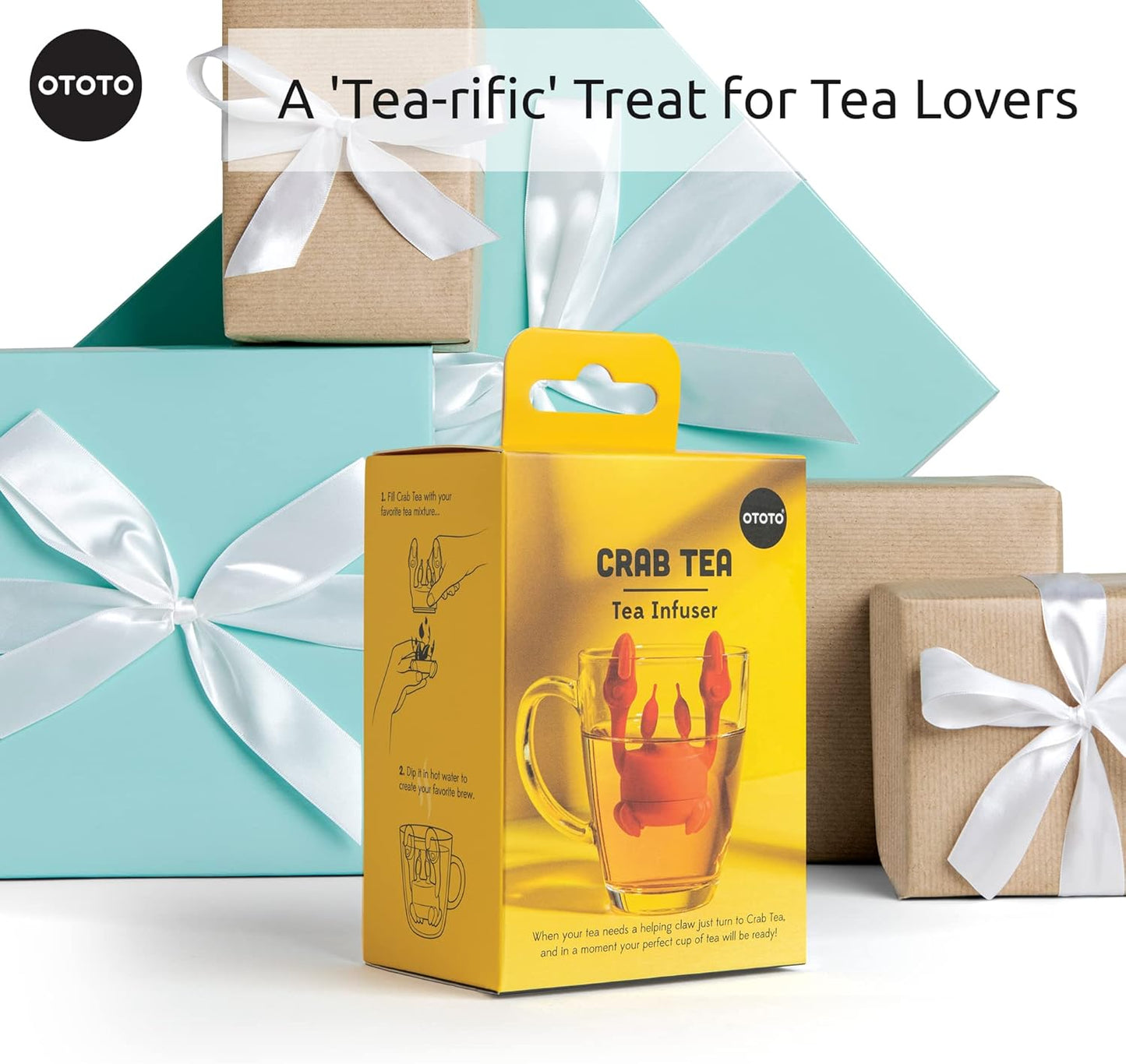 OTOTO Louie Cat Tea Infuser - Cats Loose Leaf Steeper & Diffuser, Tea Strainer Accessories, Cute Gifts for Cat Lovers, White Elephant Gifts, Cute Kitchen Accessories