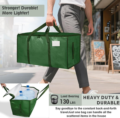 Moving Bags Extra Large - Heavy Duty Storage Totes with Wrap-Around Handles & Reinforced Zippers - Foldable Moving Box Alternative, Water-Resistant for Dorm, Closet & Under Bed Storage (Clear)