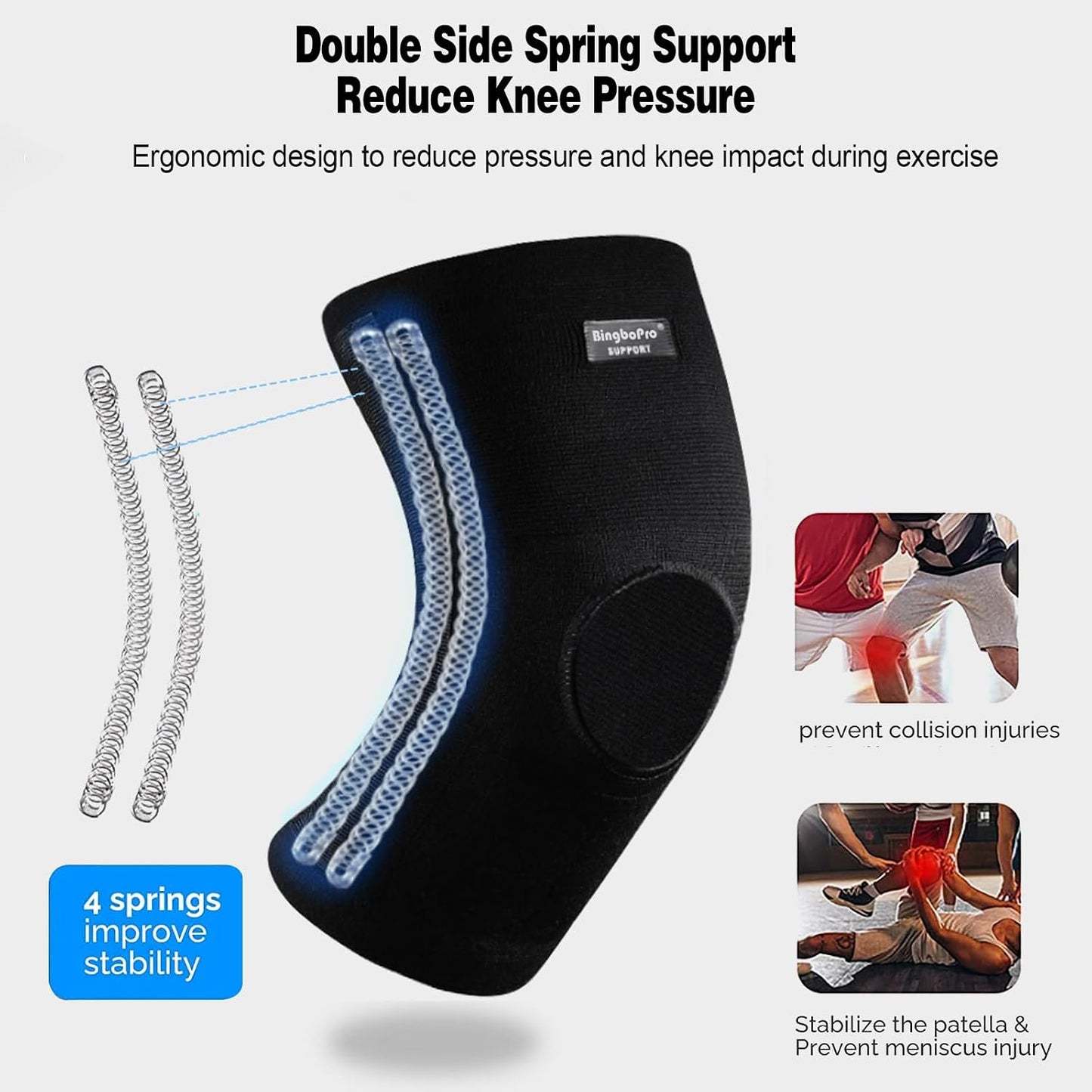 Professional Knee Brace With Stabilizer For Men Women,Compression Knee Sleeve Support Brace for Pain Relief, Fast Recovery,Meniscus Tear,ACL,MCL,Arthritis,Running,Sport Protection