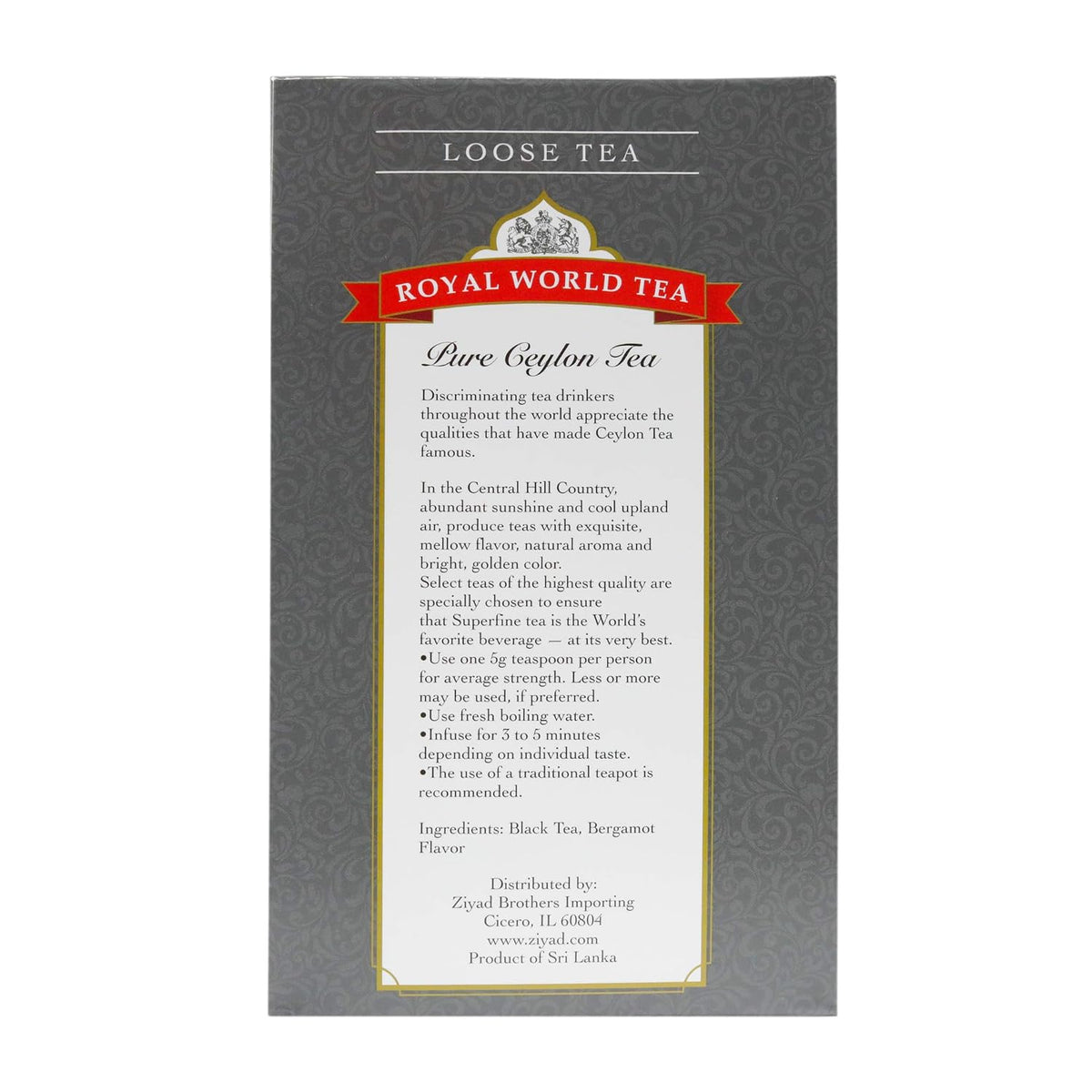 Royal World Loose Leaf Earl Grey Tea - Ceylon Black Tea Blend, 17.6 oz