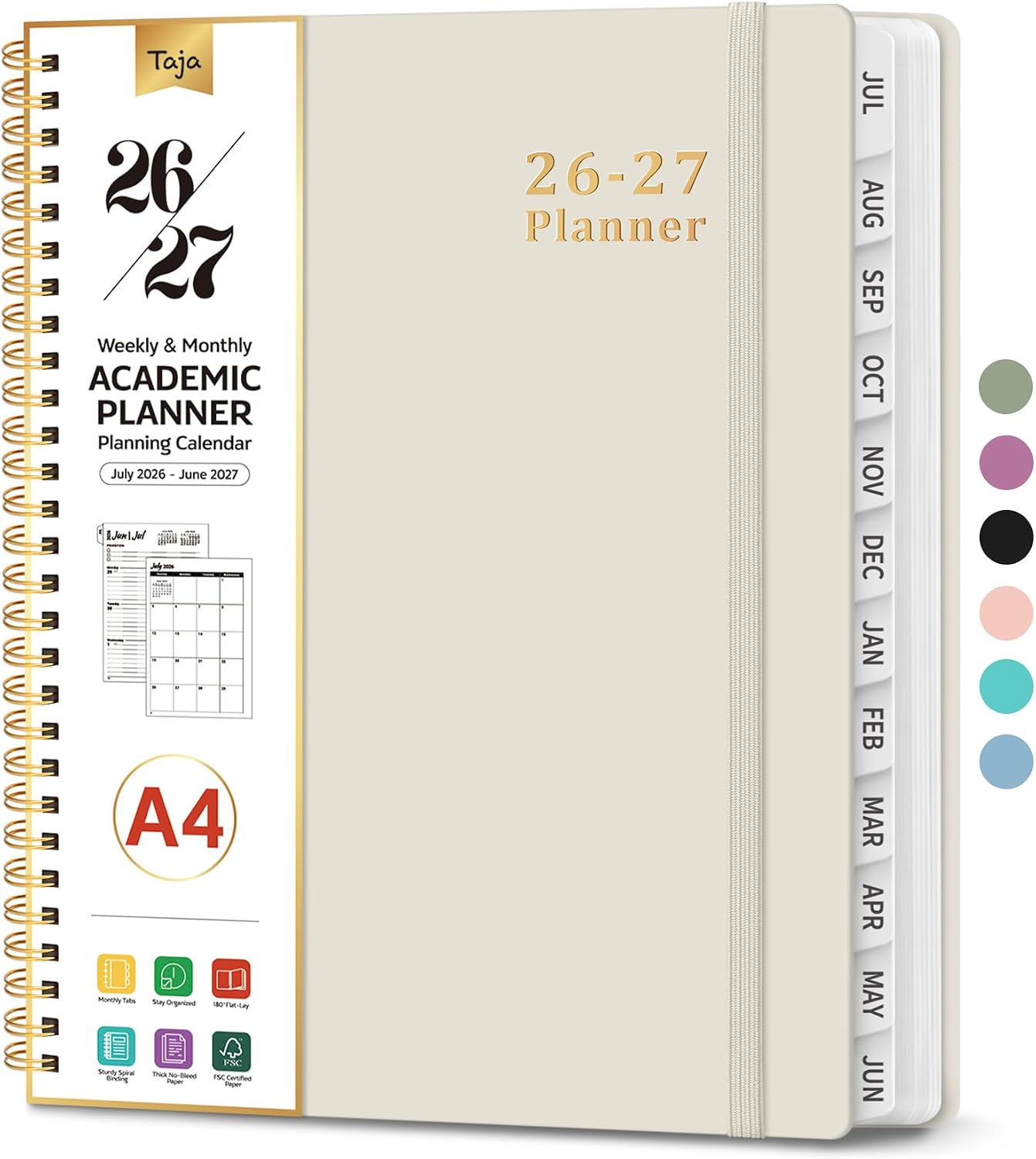 Planner 2026-2027, 8.5" x 11" Weekly and Monthly Academic Year Planner Calendar, July 2026 - June 2027, Hardcover Large School Planning Agenda With Tabs, Perfect for School & Office Supplies, A4, Green