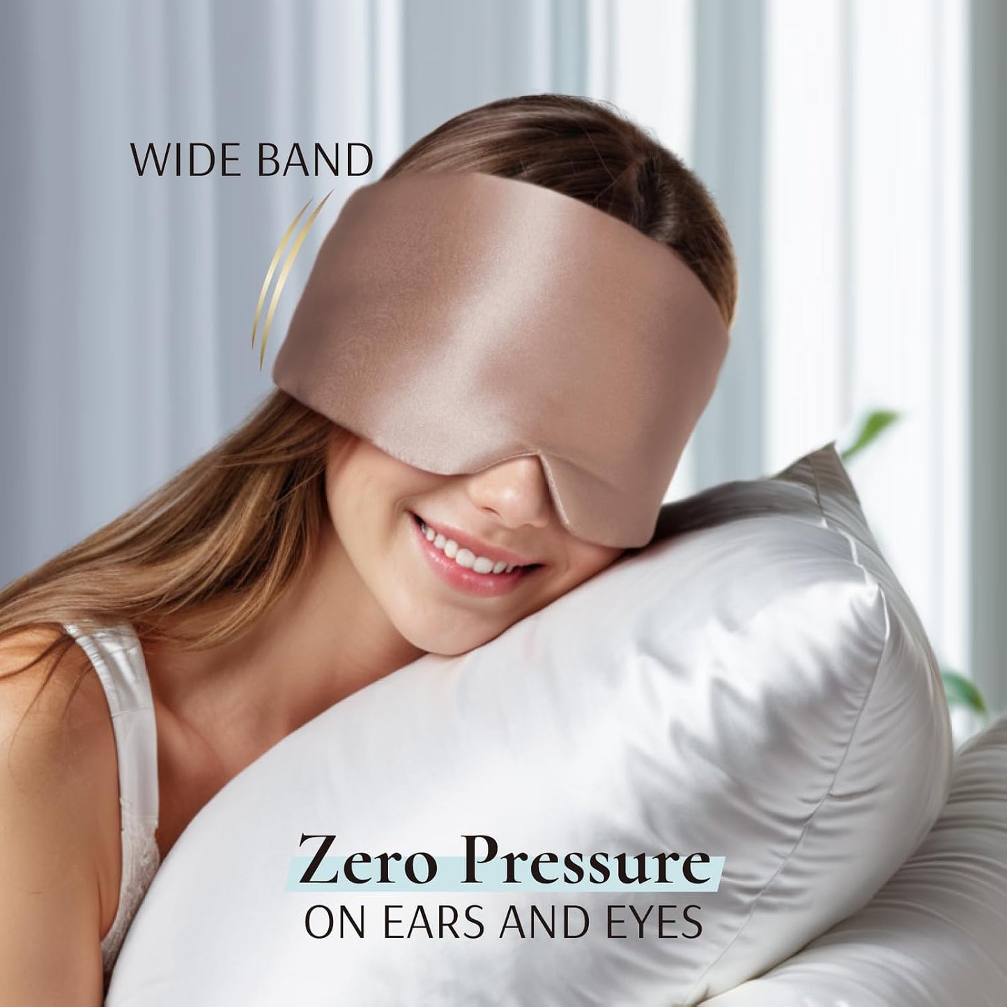 Zenssia 100% Mulberry Silk Sleep Mask Eye Mask for Man and Woman with Adjustable Headband, Full Size Large Sleep Mask & Blindfold for Total Blackout for All Night Sleep, Travel & Nap- Black