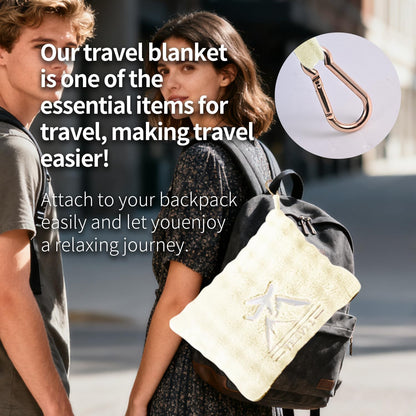 Travel Blanket and Pillow-2-in-1, Ultra-Soft&Compact, Airplane Blanket with Hand Luggage Belt and Backpack Clip,Travelers Accessories Gifts, 61x43 Inches(Pink
