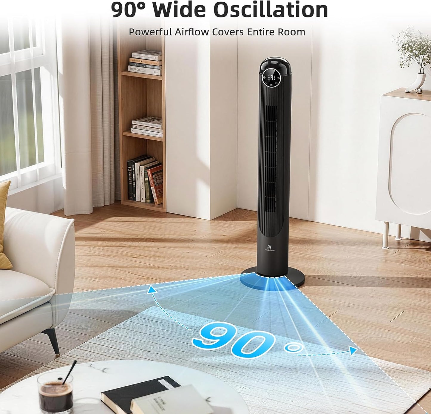 Antarctic Star T36 Tower Fan-36 Inch, Bladeless Oscillating Fan with Remote, 6 Speeds & 4 Modes, LED Display, 9H Timer, Quiet Floor Standing Fan for Bedroom Living Room Office, Pink