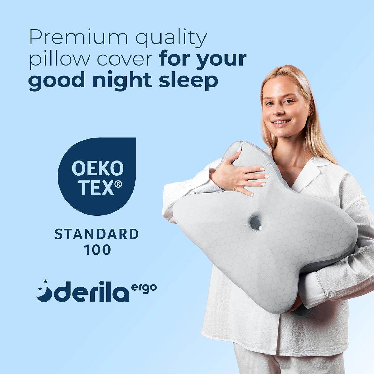 Derila Ergo Cervical Neck Pillow for Sleeping Pillow Contour Memory Foam Pillows for Back, Side Sleeper Pillows 21.25 x 14.17 x 4.72 inches