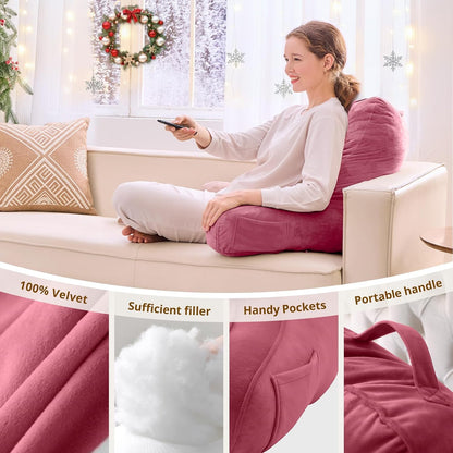 Sasttie Reading Pillows for Sitting in Bed Adult, Back Pillow Bed Sitting Up, Back-Rest Support Cushion for Sit Up on Couch, Sofa, and Floor, Dorm Essentials, Oeko-Tex Certified, Dark Grey