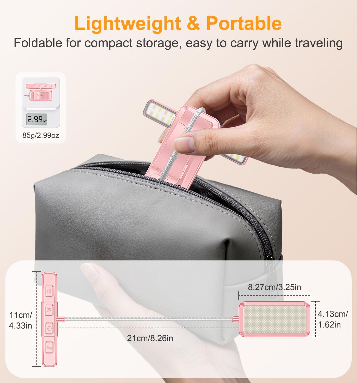 Gritin 2026 Gen 2 Book Light for Reading- 32 Eye Caring Full Spectrum LED | 5 Colors & 5 Brightness, Adjustable Wide/Narrow Beam, Upgrade 1500mAh Long-Lasting Rechargeable Clip on Light for Book Lovers