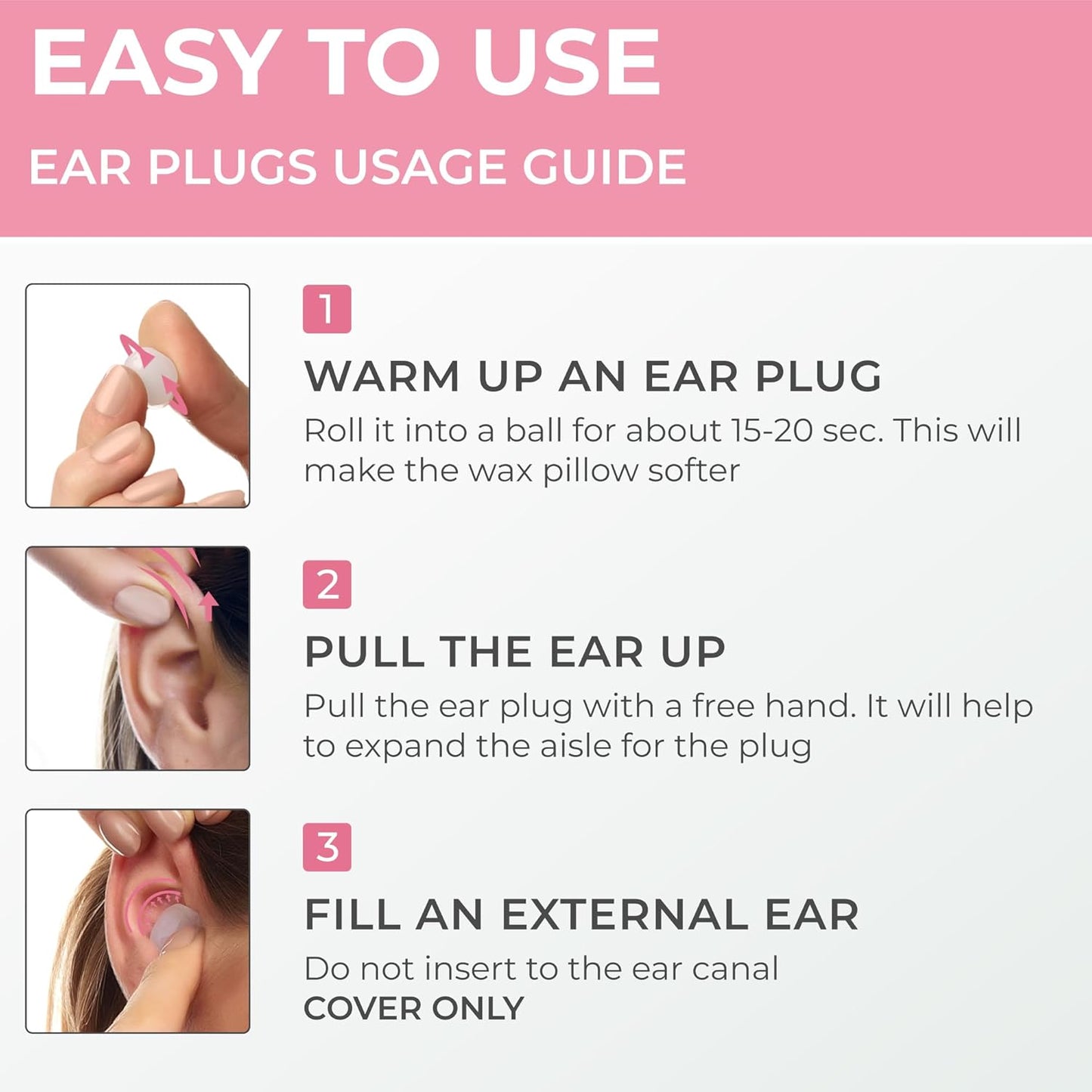 Peace&Quiet PQ Wax Ear Plugs for Sleeping - 30 Silicone Wax Earplugs for Sleeping and Swimming, Gel Ear Plugs for Noise Cancelling, Sound Blocking Level of 32 Db (30 Pillows), Color: White