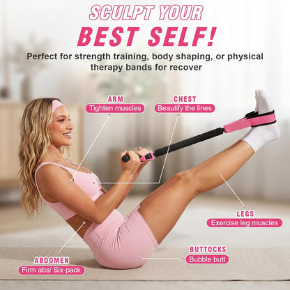 Pedal Resistance Band with Handles for Women, 55LBS Exercise Bands, Thickened Latex Tube, Non-Slip Foot Pedal, Full Body Workout Equipment for Abs/Core/Waist/Leg/Glutes/Arm Strength Training