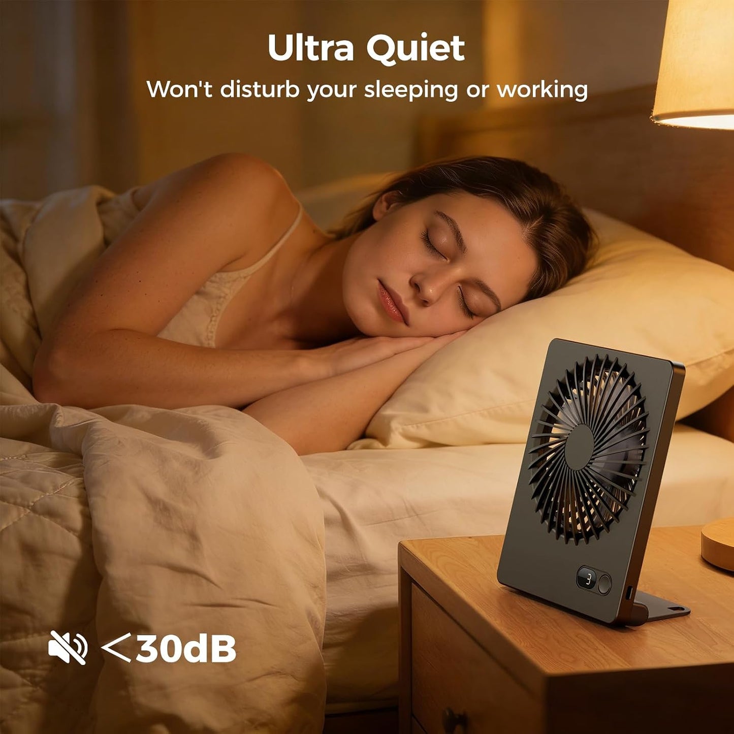 Zuvas Desk Fan Battery Operated Fan Rechargeable 180°Tilt Folding Personal Fan Ultra Quiet Small Portable 3 Speed Adjustable Strong Wind Fan For Office Bedroom Home Desktop Camping (White)