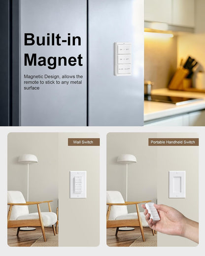 Remote Control Outlet with Decorator Rocker Magnetic Wall Switch