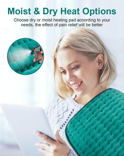 Heating Pad for Back & Period Cramps, Fathers Day Dad Gifts, Birthday Gifts for Women Mom, Electric Heating Pads for Abdomen/Waist/Shoulder, 12" x 24", 6 Heat Settings, 4 Auto-Off, Teal Green