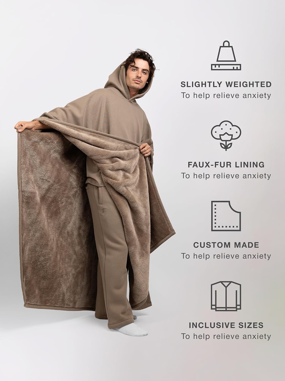 FREE THE SHEEP Eden Hoodie – Oversized Weighted Hoodie Cloak with Ultra-Soft Faux Fur Liner