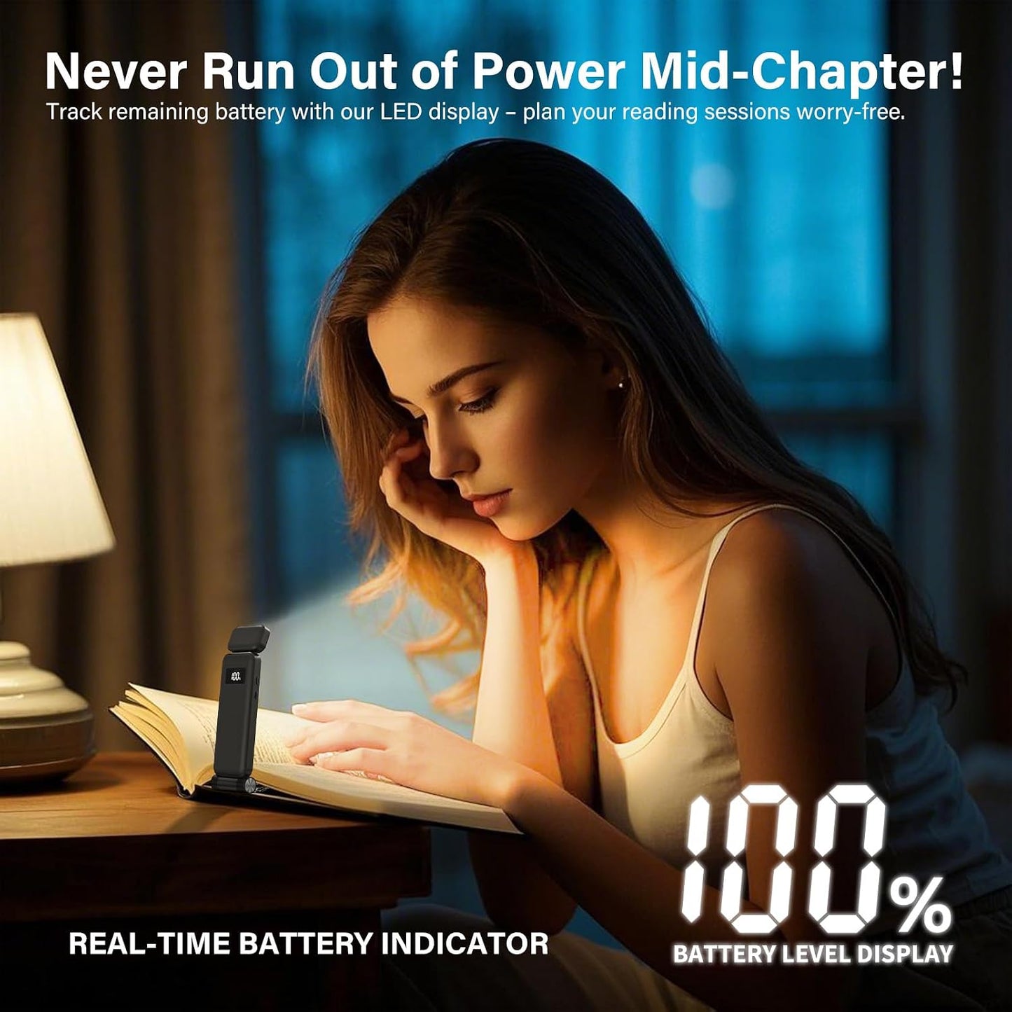 KTEBO 2 Pack Rechargeable Book Light Clip-On Reading Light for Books in Bed | 9 eye-friendly modes from 3 color temperatures and 3 brightness, USB-C up to 30 hrs - Black & Black