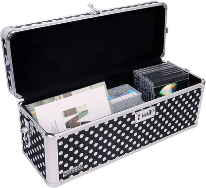 Vaultz Secure Security Lock Boxes - Safe Combination Lock Box, Storage for Documents, Valuables, Medicine & Money - 9.88 x 7.75 x 7 Inch - Black/Chrome