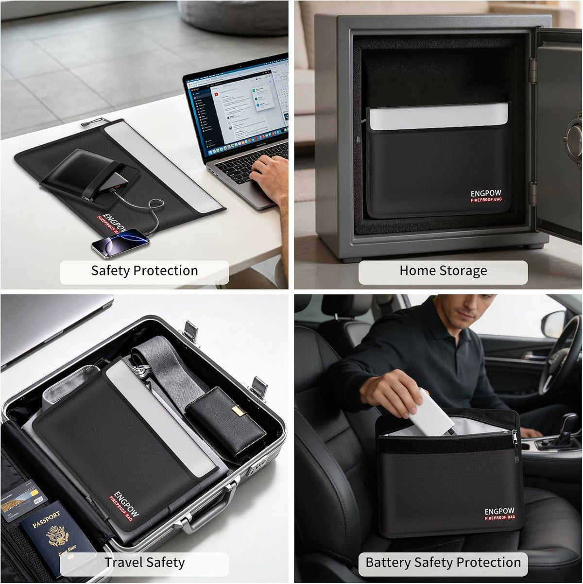 ENGPOW Fireproof Document Bag (13.5"x10.2") with Bonus Pouch (9"x5.7")