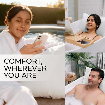 Luxury Bath Pillow for Tub - Thick and Comfortable Bathtub Pillow Support for Head and Neck and Back - Washable Quick-Drying Bath Pillows - Bath Cushion for Home Spa - Fits Any Bathtub - Light Gray